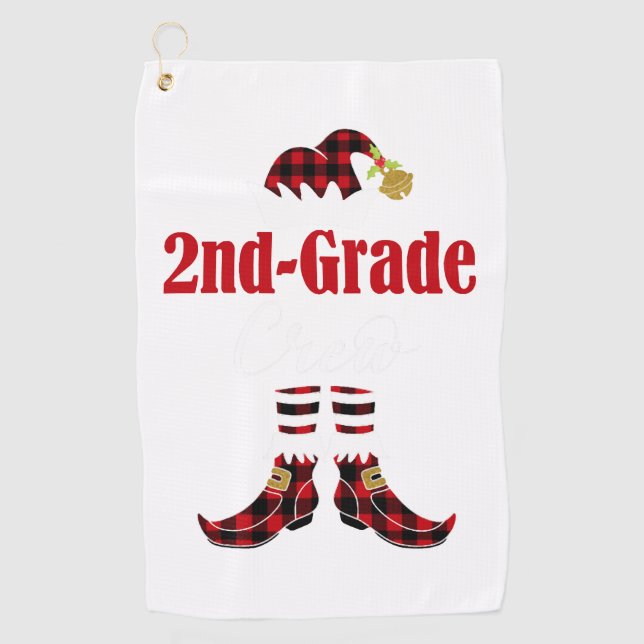 Christmas 2nd Grade Crew Elf Teacher Student Cute  Golf Towel (Front)
