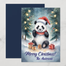 Christmas 3 panda, Happy Holidays, Christmas card