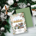 Christmas 3 photo arch watercolor botanical floral holiday card<br><div class="desc">Mery Christmas modern elegant watercolor dried botanical floral muted colors holiday arch 3 photo Christmas card.</div>