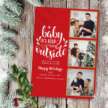 Christmas 3 Photo Collage Baby Its Cold Outside Holiday Card<br><div class="desc">A stylish 3 photo collage holiday design for you to personalize with your favorite photos in gold frames,  message,  names and year. The reverse features falling snowflakes. You can customize the background color to match your holiday theme. Designed by Thisisnotme©</div>