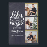 Christmas 3 Photo Collage Boho Chalkboard Holiday Card<br><div class="desc">A stylish boho 3 photo collage holiday design for you to personalize with your favorite photos in gold frames,  message,  names and year on a chalkboard background. The reverse features falling snowflakes on a matching chalkboard background. Designed by Thisisnotme©</div>