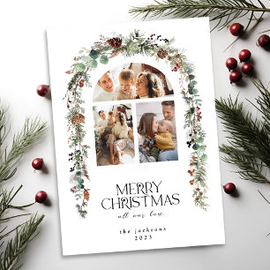 Christmas 3 Photo Collage Lotus Pods Holiday Card