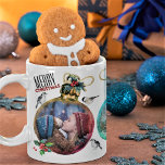 Christmas 3-Photo Collage Unique Family Keepsake Coffee Mug<br><div class="desc">Treat them to a Merry Christmas with custom Christmas ornament 3-photo collage mugs. Put your favorite photos inside these 3 cute and colorful Christmas bauble photo mugs. Your photos will appear suspended inside three colorful faux glass baubles, adorned with curious little birds and a cute nosy bunny. This makes a...</div>
