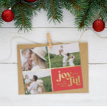 Christmas 3 photo modern red foil holiday card<br><div class="desc">Christmas 3 photo modern typography red,  foil and white holiday card. Stylish graphic minimal design,  part of a collections. Available in other colors.</div>