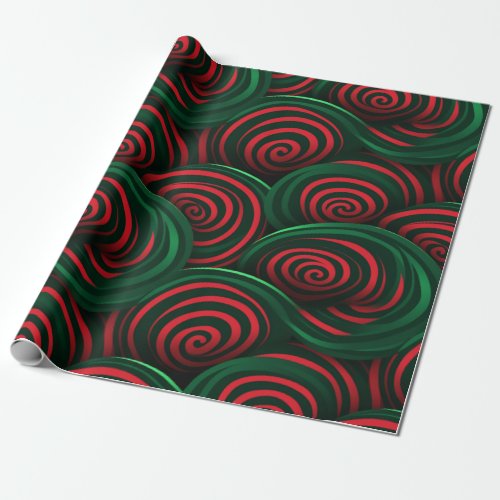 Christmas 3D Red and Green Swirl Wrapping Paper