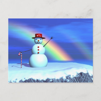 Christmas 3D Snowman Holiday Postcard