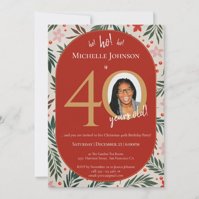 Christmas 40th Birthday Party Invitation (Front)