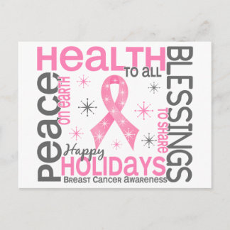 Christmas 4 Breast Cancer Snowflakes Holiday Postcard