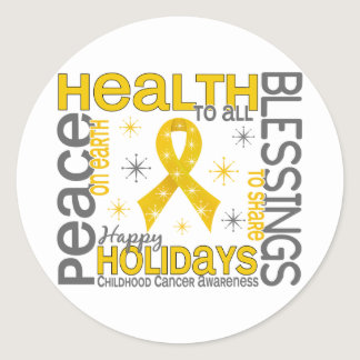 Christmas 4 Childhood Cancer Snowflakes Classic Round Sticker