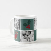 Christmas 4 Custom Photos Mistletoe Green Coffee Mug (Front Left)
