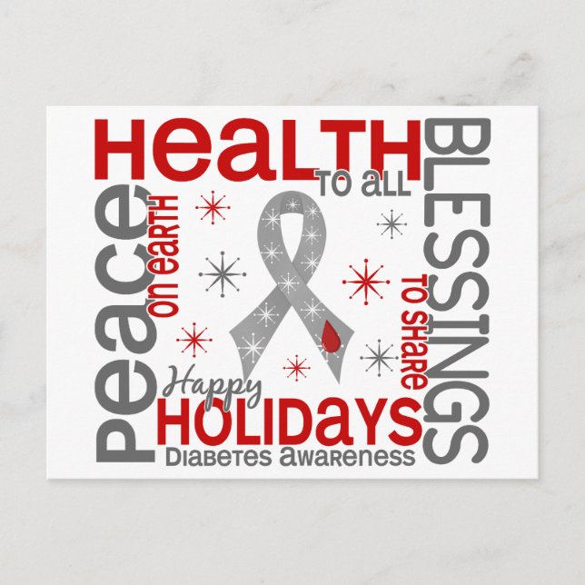 Christmas 4 Diabetes Snowflakes Holiday Postcard (Front)