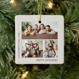 Christmas 4 Family Photos Collage Ceramic Ornament