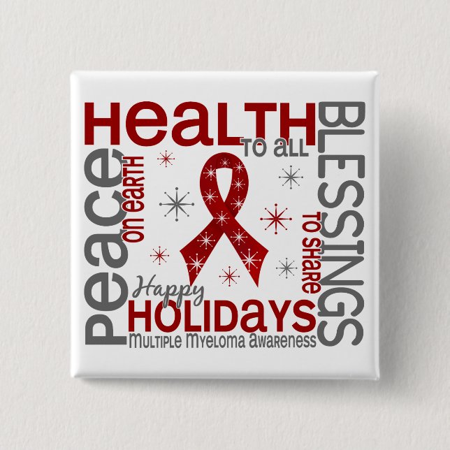 Christmas 4 Multiple Myeloma Snowflakes Button (Front)