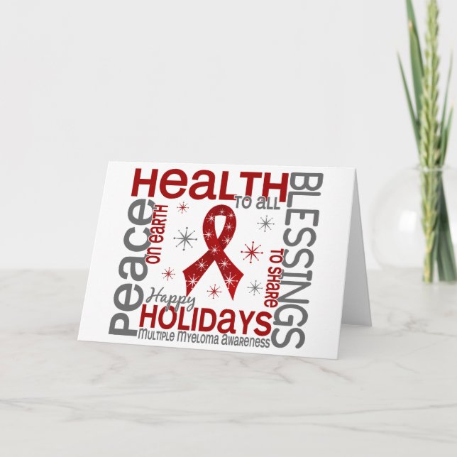 Christmas 4 Multiple Myeloma Snowflakes Holiday Card (Front)