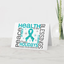 Christmas 4 Ovarian Cancer Snowflakes Holiday Card