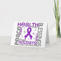 Christmas 4 Pancreatic Cancer Snowflakes Holiday Card