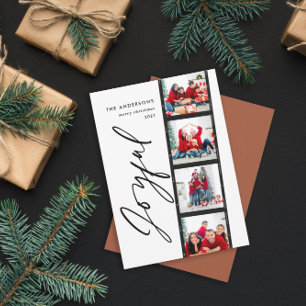 Christmas 4 photo collage typography modern rust