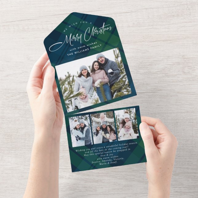 Christmas 4 Photo Greeting QR code Holiday Card (Tearaway)