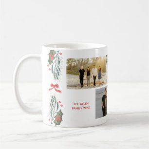 Christmas 4- Photo Mug with Holly Leaves and Bows