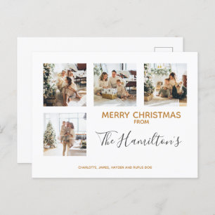 Christmas 4 Photo Personalized Holiday Postcard