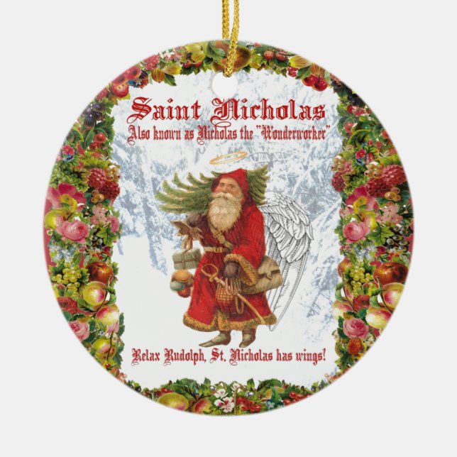 Christmas 4 Saint Nicholas the Wonderworker Ceramic Ornament (Front)