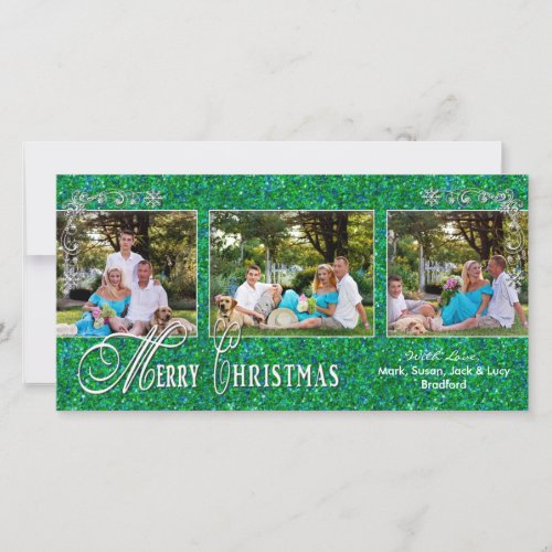 CHRISTMAS 4 X 8 PHOTO CARD _ Glitzy Green