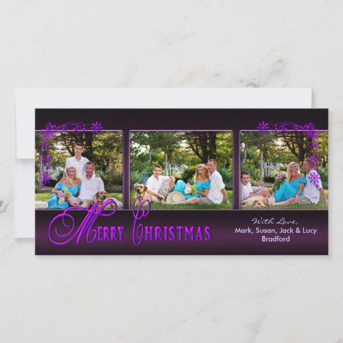 CHRISTMAS 4 X 8 PHOTO CARD _ Ornate Purple