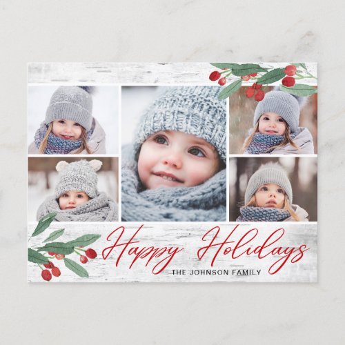 Christmas 5 PHOTO Birch Bark Holiday Greeting Postcard