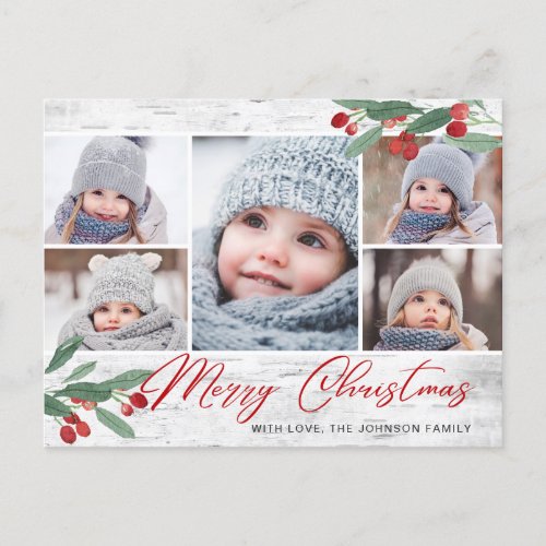 Christmas 5 PHOTO Birch Bark Holiday Greeting Postcard