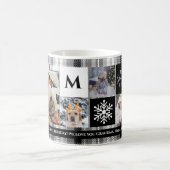 Christmas 5 photos grid best grandma black plaid coffee mug (Center)