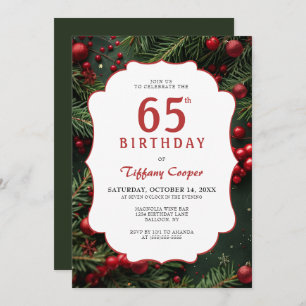 Christmas 65th Birthday Party Invitation