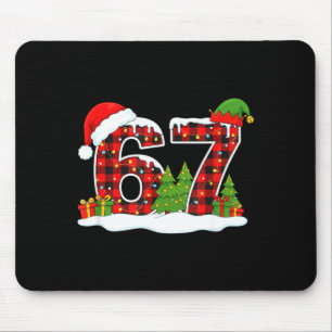 Christmas 67 Buffalo Plaid Six Seven Santa & E Mouse Pad