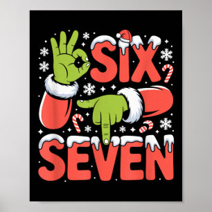 Christmas 67 Funny Meme Xmas Six Seven Santa Hand Poster