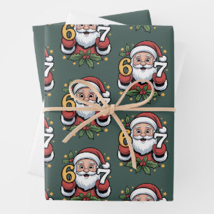 Christmas 67 Funny Xmas Six Seven Santa Wrapping Paper Sheets