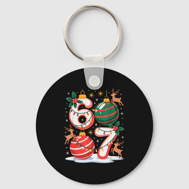 Christmas 67 Funny Xmas Six Seven Ugly Sweater 6-7 Keychain (Front)