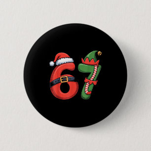 Christmas 67 Meme 67 Santa Elf - Six Seven  Button
