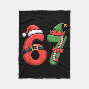 Christmas 67 Meme 67 Santa Elf - Six Seven  Fleece Blanket