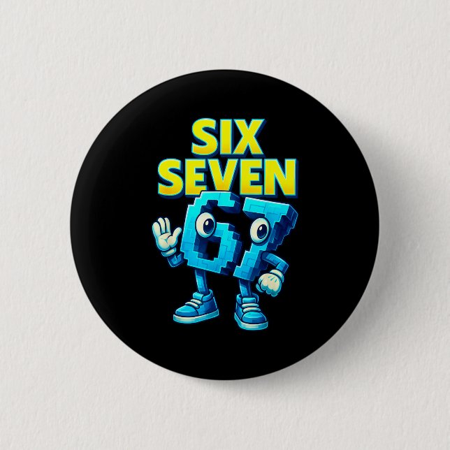 Christmas 67 Meme Design Funny Six Seven Hands 6 7 Button (Front)