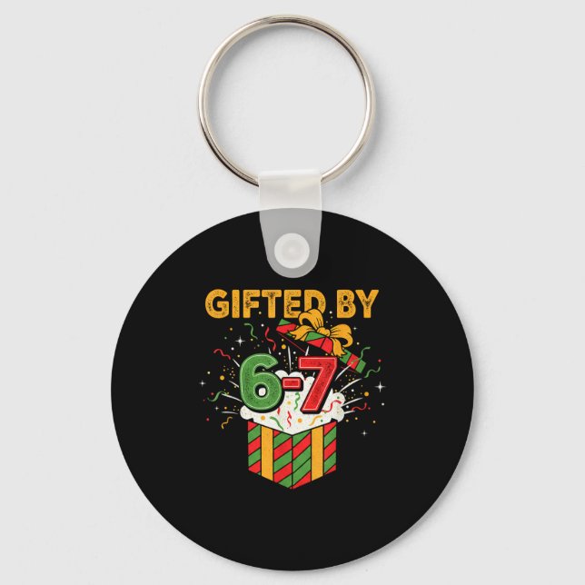 Christmas 67 Meme Design Funny Six Seven Hands 6 7 Keychain (Front)