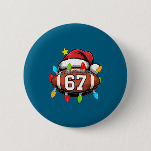 Christmas 67 Meme Football Santa Hat Funny Xmas Bo Button