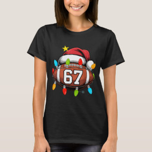 Christmas 67 Meme Football Santa Hat Funny Xmas Bo T-Shirt