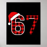 Christmas 67 Meme Six Seven Buffalo Plaid Santa Ha Poster