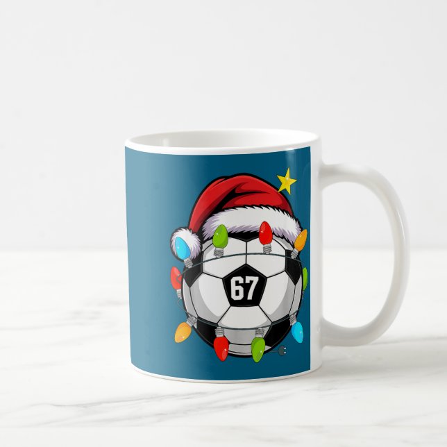 Christmas 67 Meme Soccer Ball Santa Hat Funny Xmas Coffee Mug (Right)