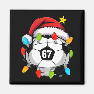 Christmas 67 Meme Soccer Ball Santa Hat Funny Xmas Magnet