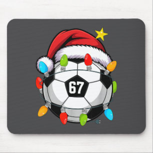Christmas 67 Meme Soccer Ball Santa Hat Funny Xmas Mouse Pad