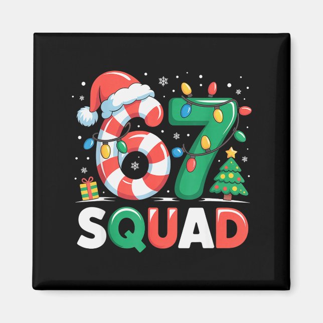 Christmas 67 Squad Funny Candy Cane Lights Holiday Magnet (Front)
