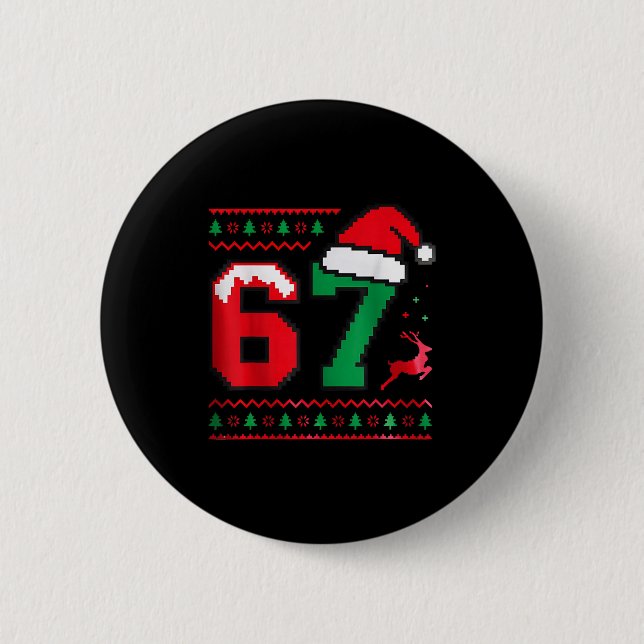 Christmas 67 Ugly Sweater Number 67 Design  Button (Front)
