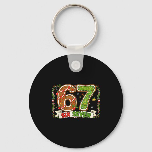 Christmas 67 Xmas Gen Rizzmas 6 7 Santa Brainrot M Keychain (Front)