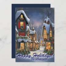 Christmas 7 Village, Happy Holidays,Christmas card
