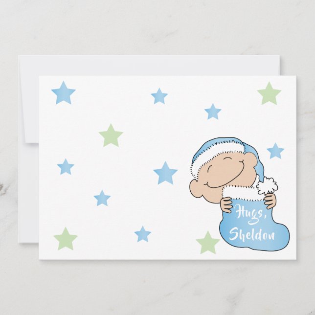 Christmas 7" x 5" Baby BlueThank You/2 sided/Flat/ Invitation (Front)